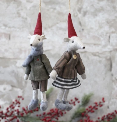 CHIC ANTIQUE, 2 er Set Wintermaus Maus * Asger & Agnes *   Baumwolle Filz - Bild 1 von 2