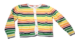 Maglione cardigan a righe Gymboree Daisy Days bambina 7 100% cotone anni 00 arcobaleno - Foto 1 di 10