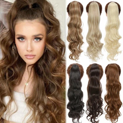 24" Real Thick Drawstring Ponytail Clip In Hair Extension Pony Tail As Human HYT - Image 1 of 4