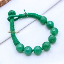 Natural Green Onyx Gemstone Smooth Round Shaped Thread Beaded Bracelet
