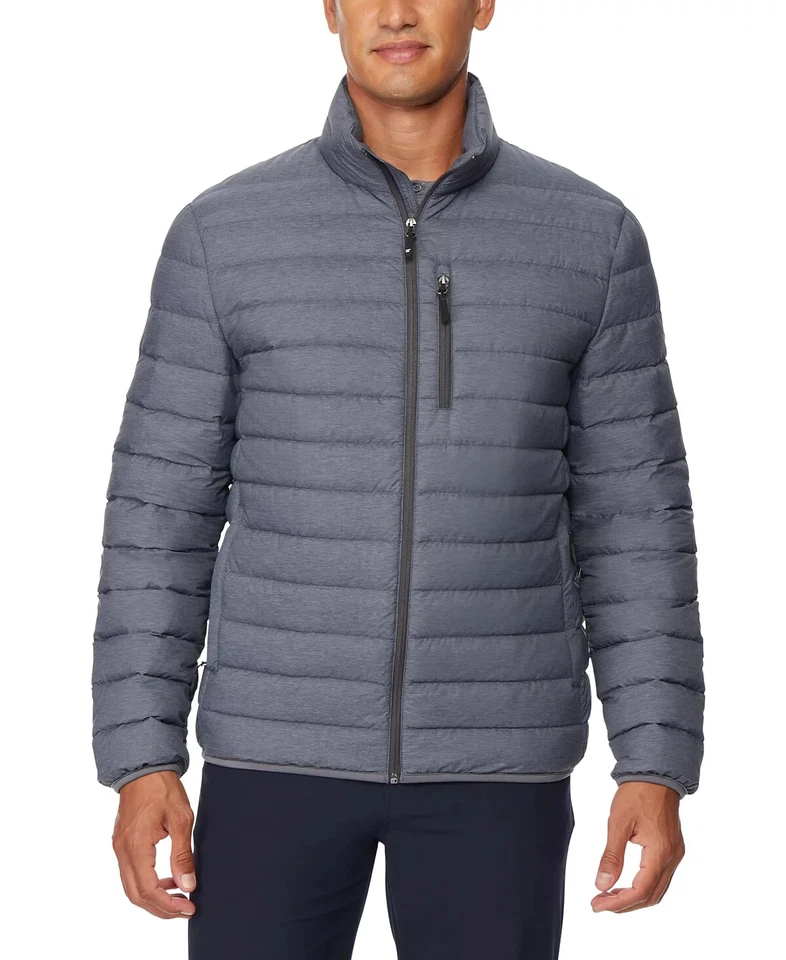 32 Degrees Men's Gray Solid Full Zip Down Packable Puffer Jacket Size Small $120 - Image 1 of 1