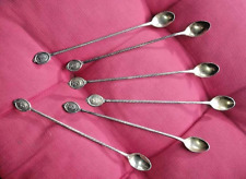 Vintage Set of 6 Numbered Silver-Plated Long Cocktail Spoons