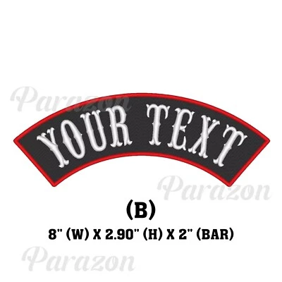 Custom Embroidered  8" Top Rocker Vest Patch Motorcycle Biker Club MC Patch (B) - Image 1 of 4