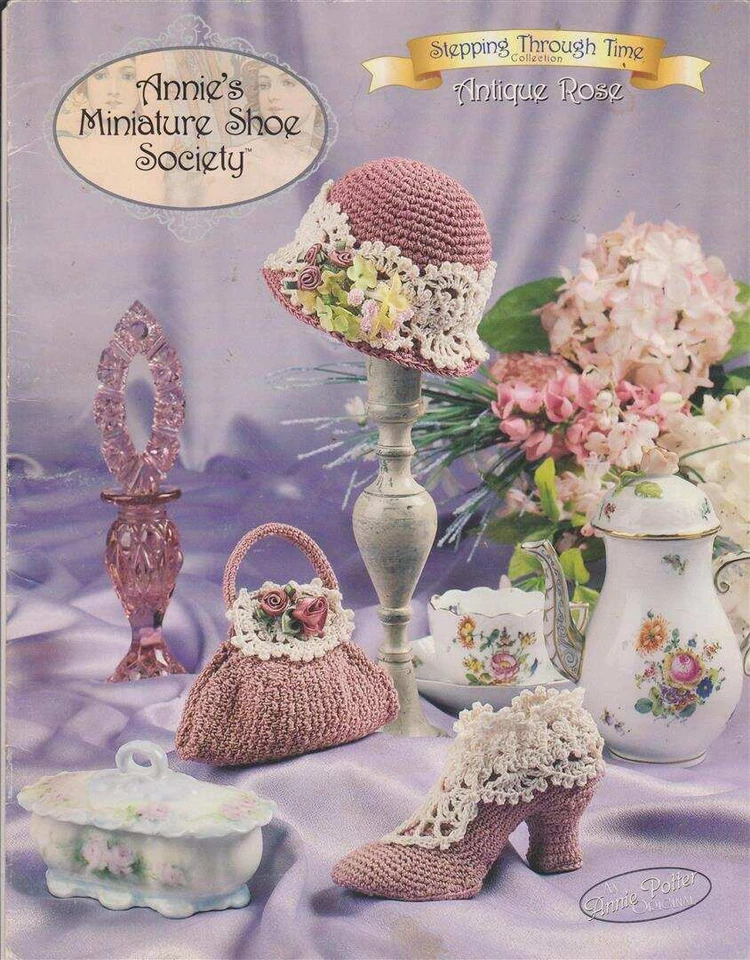 Fuera de uso!!! ZAPATO MINIATURA CROCHET ANNIE'S SOCIEDAD ROSA ANTIGUA Foto 1 de 1