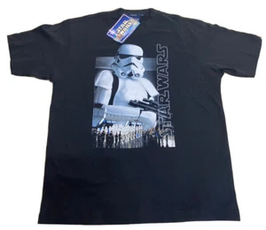 Vintage Y2K Star Wars Stormtrooper Bossini T-Shirt Men's Medium Black New NWT - Picture 1 of 7