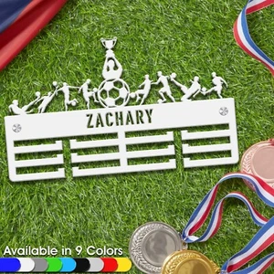 Personalised Football Medal Hanger Medal Holder Wall Display Rack Wall Hanging - Picture 1 of 12