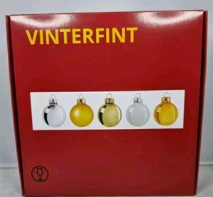 IKEA 25 NEW Vinterfint CHRISTMAS TREE DECORATION BAUBLES 3.5cm Gold Silver Wht - Picture 1 of 4