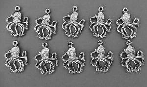 Sea Creature Charms/Silver Tone/Made in USA/ Set of 10 pcs. - Picture 1 of 33