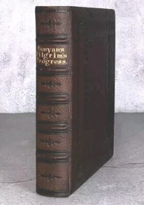 Pilgrims Progress John Bunyan 1800s Fine Binding Tooled Leather Gold Bible Like - Picture 1 of 16