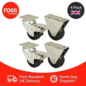 Set di 4 ruote da 50 mm - raccordo a piastra resistente - venditore gratuito P&P UK - Foto 1 di 2