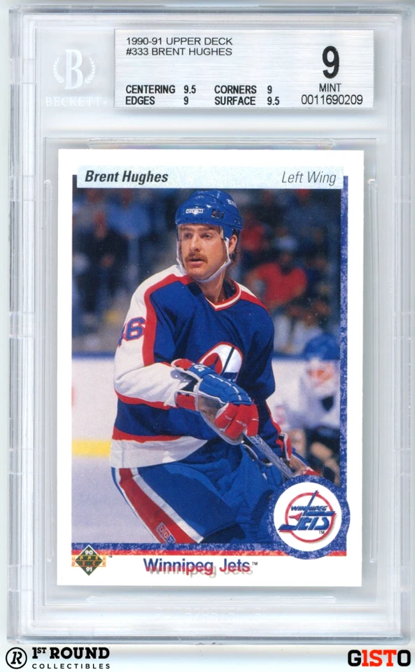 POP 1: Brent Hughes RC BGS 9+: 1990-91 Upper Deck Rookie Card Gisto - Image 1 of 3