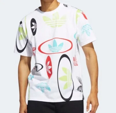 НОВЫЕ МУЖСКИЕ ADIDAS ORIGINALS ПО ВСЕМУ ЛОГОТИП ТРИЛИСТНИК ФУТБОЛКА ~ РАЗМЕР 2XL #HI2831 - Изображение 1 из 4