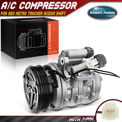 Compresor de aire acondicionado con embrague para Geo Metro Tracker Suzuki Sidekick Swift X-90 10P08E Foto 1 de 4