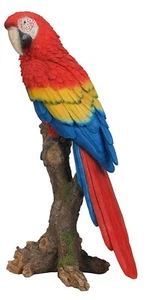 Vivid Arts - Red Macaw Perched on Tree Stump Garden Decoration (XRL-MCW5-B) - Picture 1 of 2