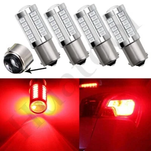 4Pcs Red BAY15D 1157 33-SMD LED Bulbs Turn Signal Tail Brake Backup Light 12V - Foto 1 di 9