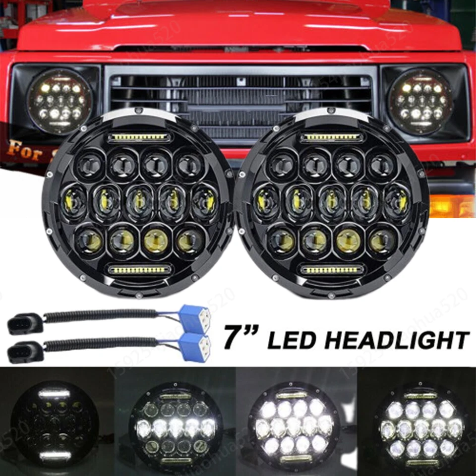 For Suzuki Samurai SJ410 7 inch LED Round Headlights Pair DRL Hi/Lo Beam x2 - Image 1 of 4