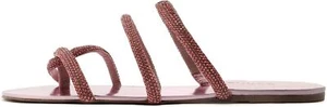Schutz Phoebe Light Rose Embellished Multistraps Slip On Open Toe Flat Sandals - Picture 1 of 1