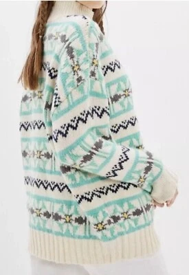 Suéter American Eagle Fair Isle de gran tamaño grueso tejido cuello falso para mujer XSmall Foto 1 de 4