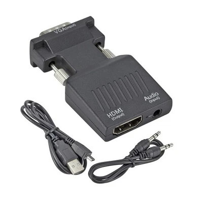 PC to TV VGA M to HDMI F Connecter VGA Input to HDMI Output Adapter with Audio - Image 1 of 4