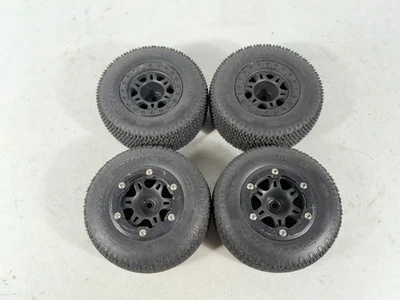 4x Used Pro-Line Gladiator SC Tires w/ Wheels Black F/R 12mm Hex Losi Traxxas - Image 1 of 4