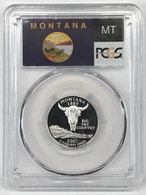 2007-S Silver Proof Montana State Quarter PCGS PR-69 DCAM - Flag Series Label - Image 1 of 2