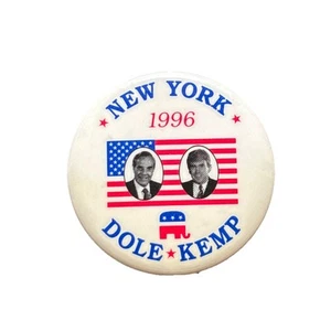 Pin Bob Dole for President New York 50 State 1996 botón Jack Kemp pinback - Imagen 1 de 2