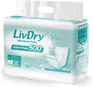LivDry High Absorbency Breathable Incontinence -30 Pads for Adults Unisex - Picture 1 of 2