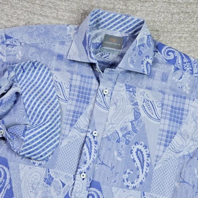 Camisa Thomas Dean Mediana Azul Paisley Bandana Estampado Abotonados Puños Abatibles  Foto 1 de 4