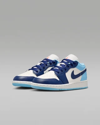 Air Jordan 1 Zapatos Bajos Azul Frío Niños Grandes (GS) Talla 4Y-7Y Mujeres 5.5-8.5 Foto 1 de 4