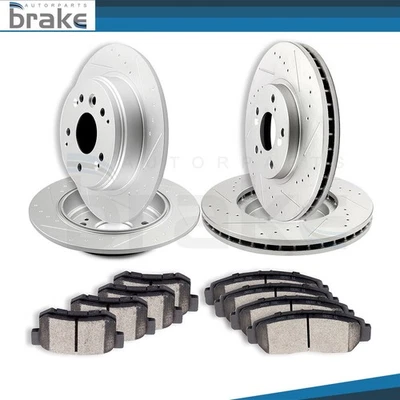 Front + Rear For 2004-2008 Acura TL Slotted Brake Rotors Discs & Ceramic Pads - Imagem 1 de 4