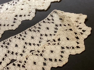 2 PC Crochet LACE Ivory Intricate 44” Round VTG Trim Crafts Dress Pillowcase PR - Picture 1 of 8