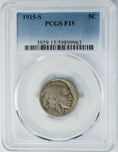 1915-S Buffalo Nickel 5c F15 PCGS 950246-69 - Picture 1 of 4
