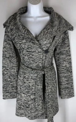 NUEVO SIN ETIQUETAS THE LIMITED NUEVO Gris Crema Negro Cinturón Largo Cárdigan Suéter Talla Mediana M Foto 1 de 4