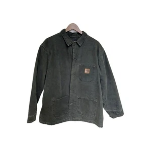 Vintage Carhartt C58 MOS Green Blanket-Lined Duck Chore Men's Jacket Size L - Picture 1 of 6