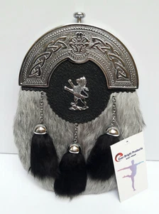 Vestido Completo Escocés Kilt Gris Piel de Cabra Esporrano Celta Antiguo Cromo Cantel - Imagen 1 de 11