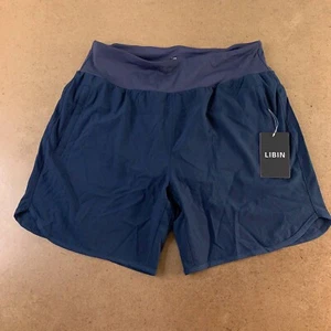 Libin Women Running Shorts Navy Stretch Wide Elastic Waistband Breathable XL New - Picture 1 of 8