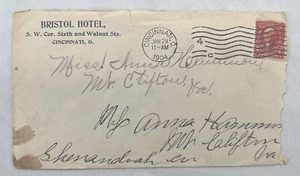 US Postal History #301 Bristol Hotel Advertising CC 1904 Cincinnati OH Blotter - Picture 1 of 2