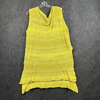 Free People Always Sunny Sweater Women's Small Yellow Crochet Short Sleeve - Image 1 of 4