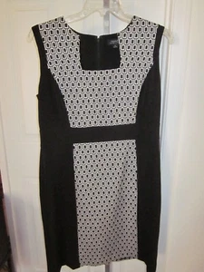Arthur S. Levin for Tahari Black and White Sheath Dress Size 16 - Picture 1 of 4