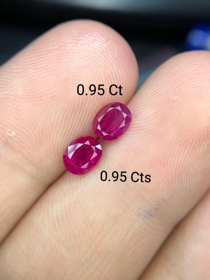 1.90 Ct Natural Untreat ruby pair Pinkish Red Color 2 Piece Gem's @ Afghanistan - Image 1 of 4