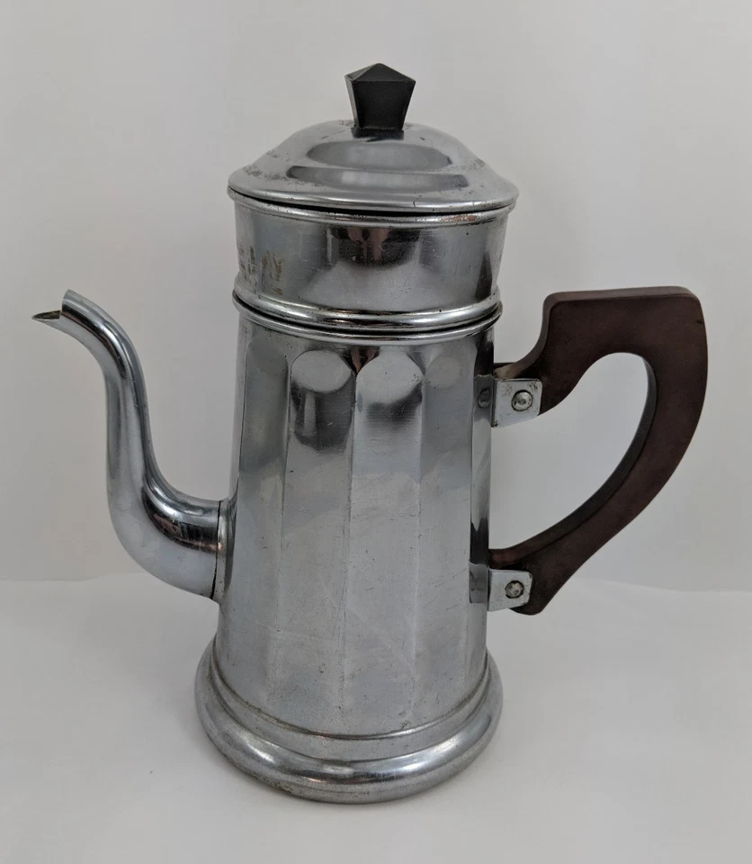 TETERA PLATEADA VINTAGE Cobre Marca Francesa Deposee Coivre Cromo Baquelita Foto 1 de 4