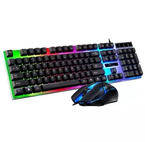 Gamer Keyboard And Mouse Combo Set RGB LED 104-Key Wired Gaming Keyboard Mouse - Picture 1 of 3
