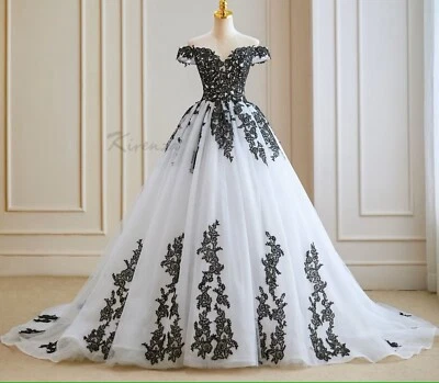 Unique Corset Wedding Dress Bridal Gown Black Lace Custom made Plus size 2-28W - Image 1 of 4