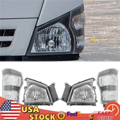 Par de faros y luces de esquina izquierda+derecha para Isuzu NPR NQR/05-07 GMC W-4500 2004-07 Foto 1 de 4