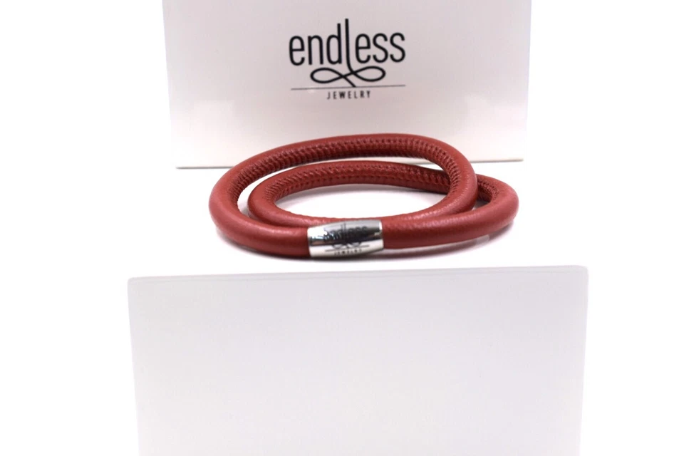 NUEVO SIN FIN CUERO ROJO DOBLE CORREA 7.0 PULGADAS PULSERA #12107-36 Foto 1 de 1