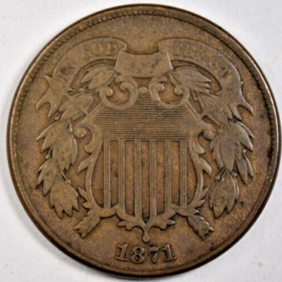 1871 TWO CENT ~ BOLD 100% "FULL LINES"  VF/XF! - Image 1 of 2