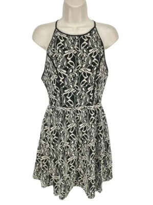 AQUA Womens Floral Skater Knee Length Dress Size M Crew Neck Spaghetti Strap - Image 1 of 4