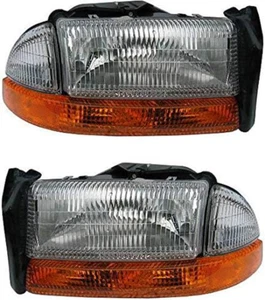 Headlight Set Compatible with 1997-2004 Dodge Dakota 1998-2003 Durango Left Driv - Picture 1 of 8