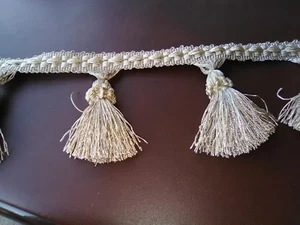 25yd Bellagio BF-1415 Beige & Taupe tassel fringe 3" wide - Picture 1 of 1