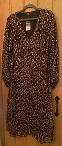 Gold Foil Detail Leopard Dress - size 14 Never Worn - Picture 1 of 4
